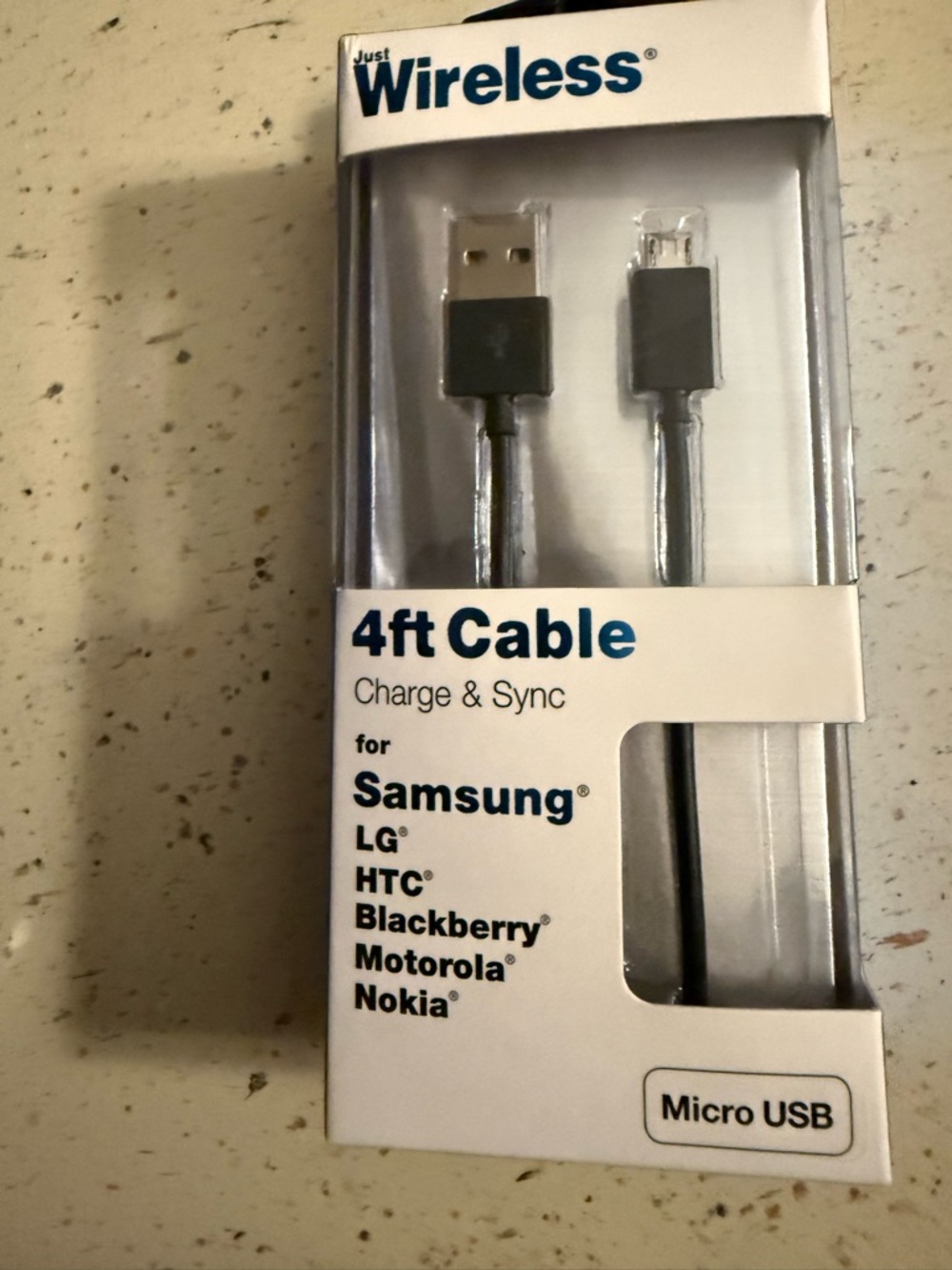 4ft Black Micro USB Charge & Sync Cable for Samsung and More